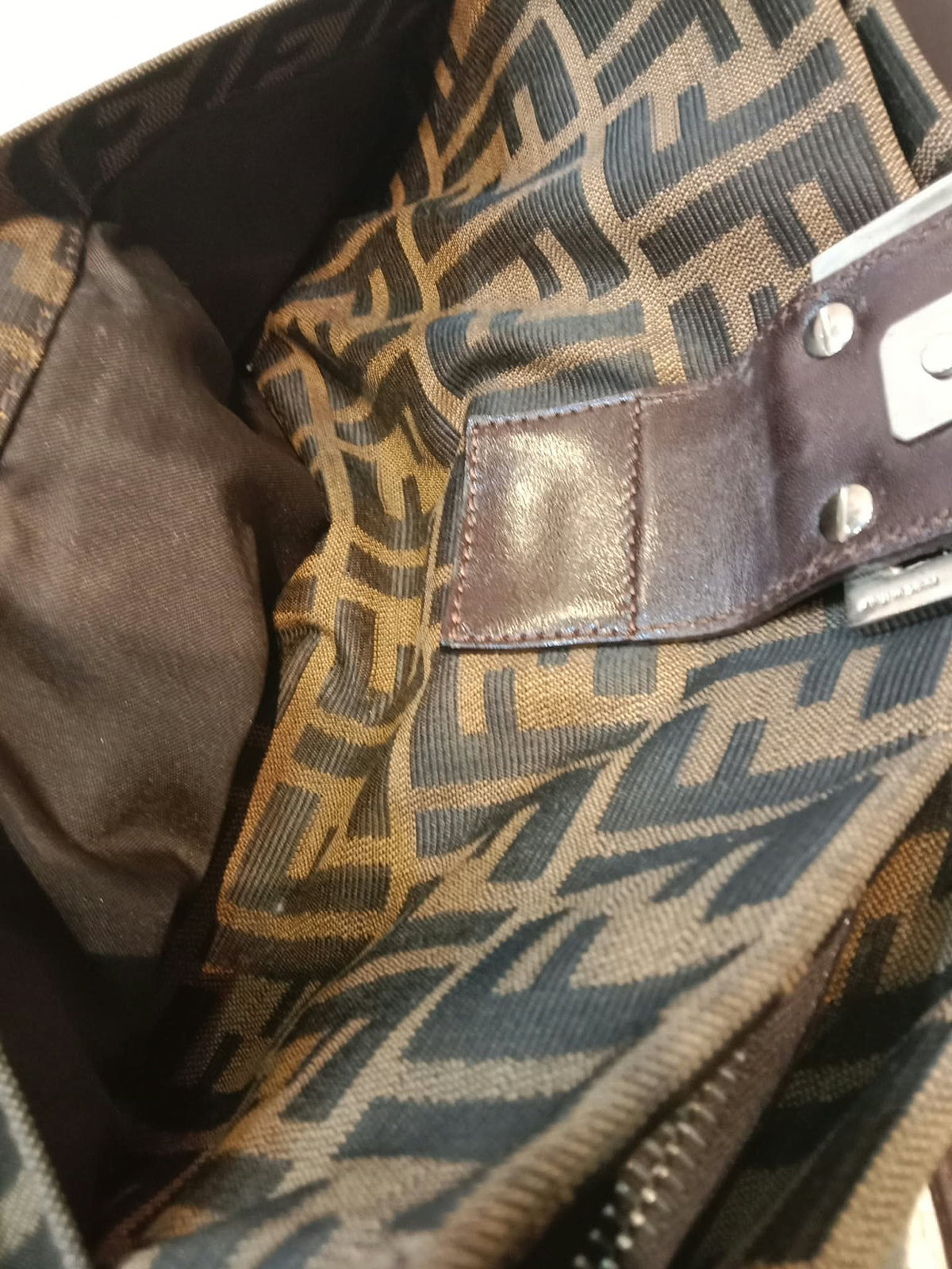 Fendi Zucca Baguette Canvas Shoulder Bag Brown