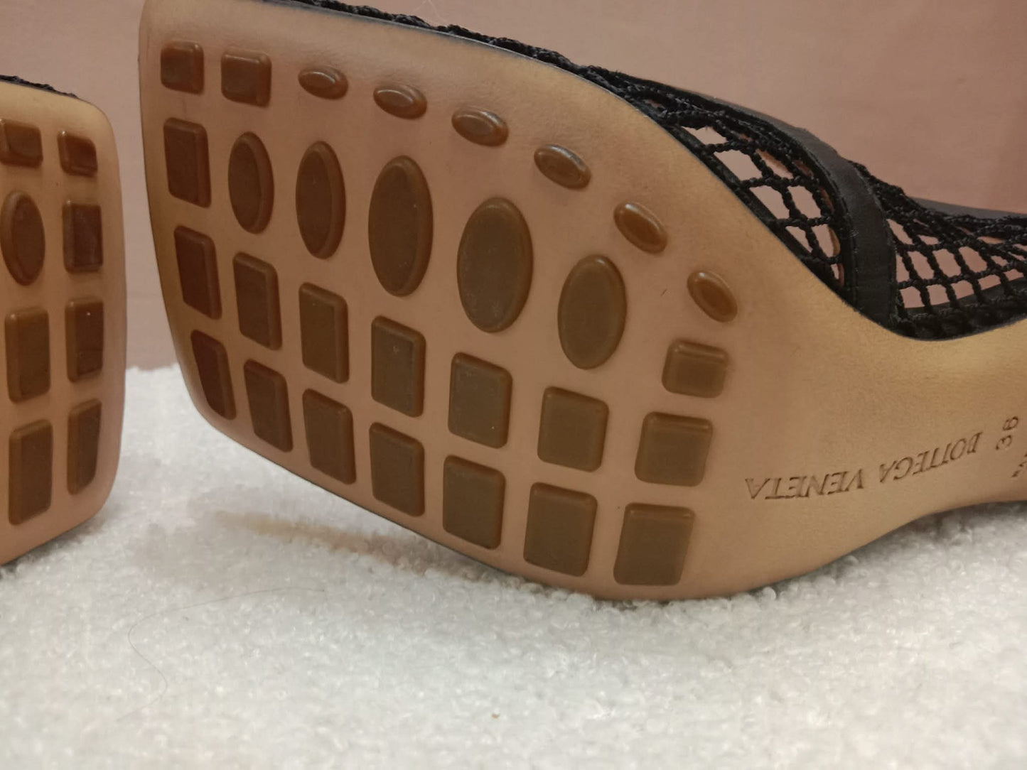 Bottega Veneta Stretch Pumps Black Mesh Square Toe Size 36