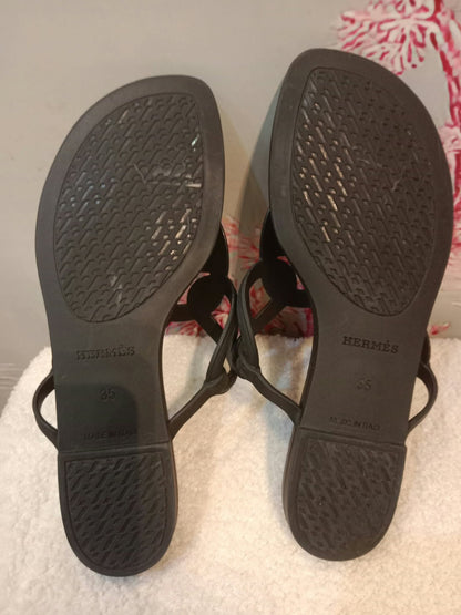 Hermes Egerie Sandals Black Size 35