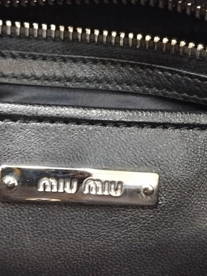 Miu Miu Nappa Matelasse Swarovski Crystal Tote Bag Black