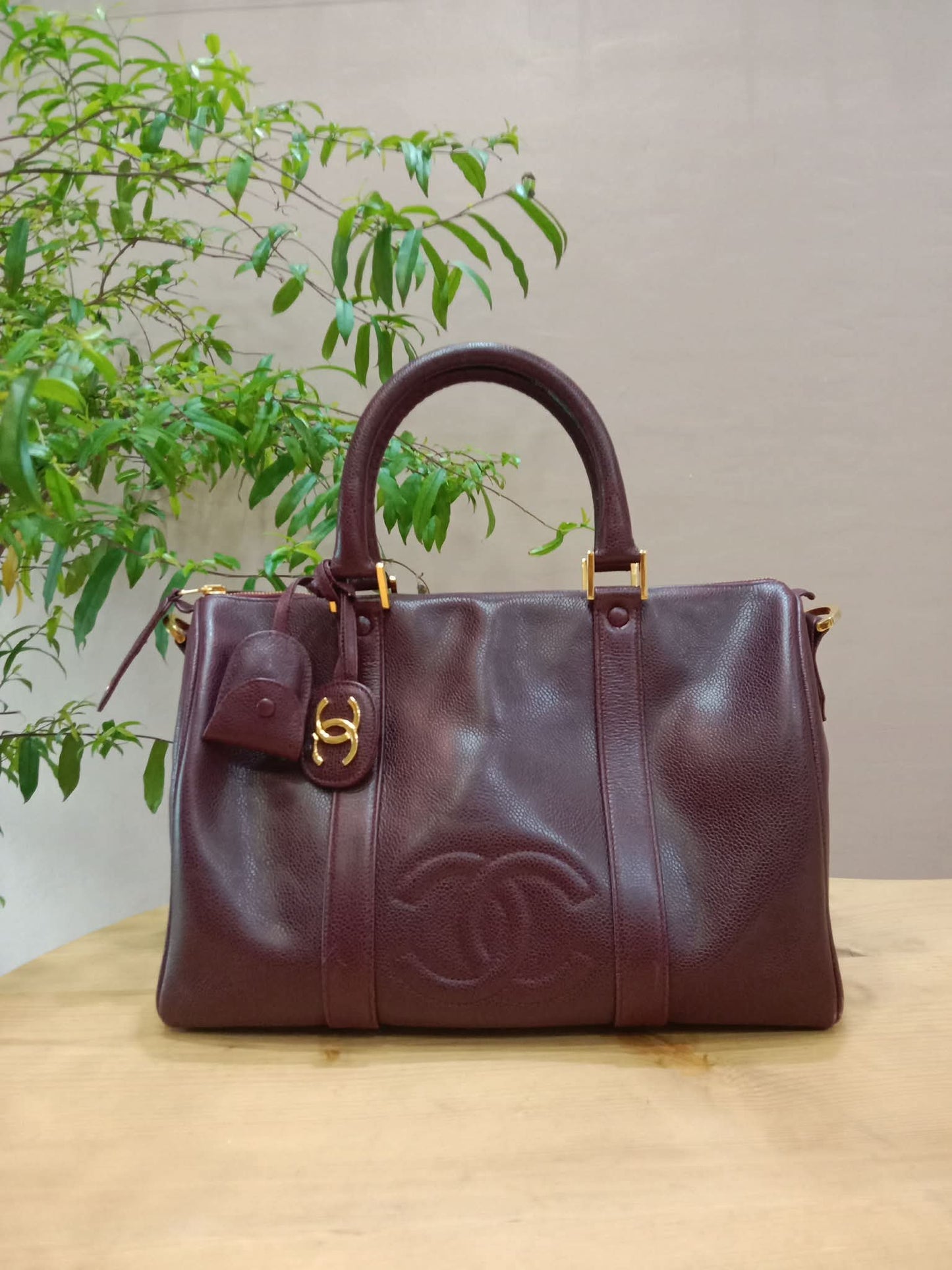 Chanel Boston Bag Burgundy Caviar Series 2