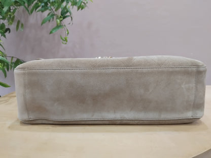 Chanel XXL Flap in Dark Beige Suede Microchipped