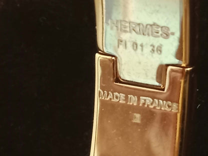 Hermes Clic H Bangle Bracelet Enamel Etoupe PM