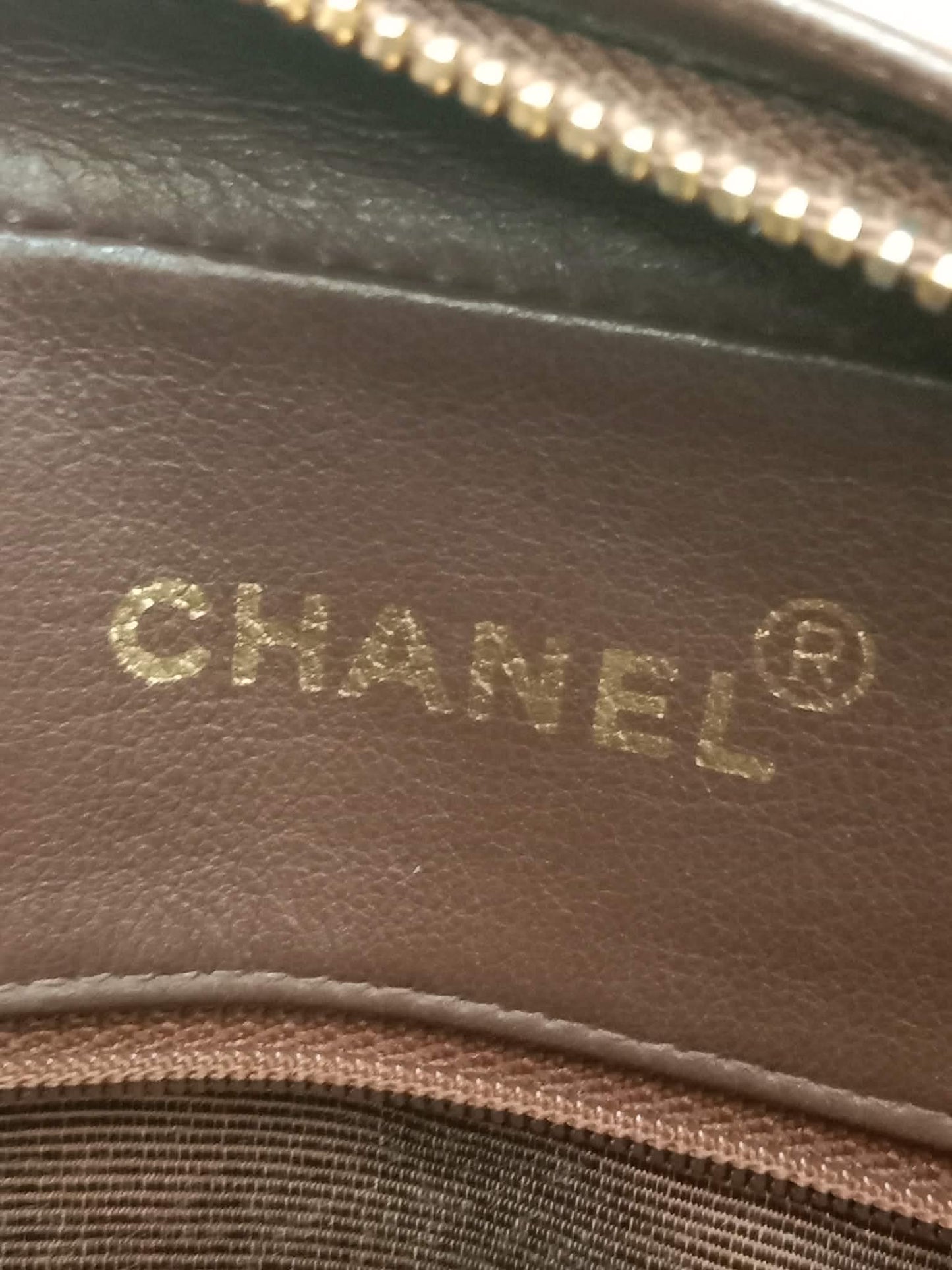 Chanel Shoulder Bag Embossed CC Logo Vintage Chocolate Brown