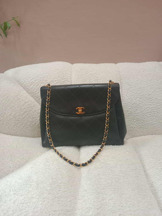 Chanel Vintage Matelasse Quilted Leather Shoulder Bag Black Series 5