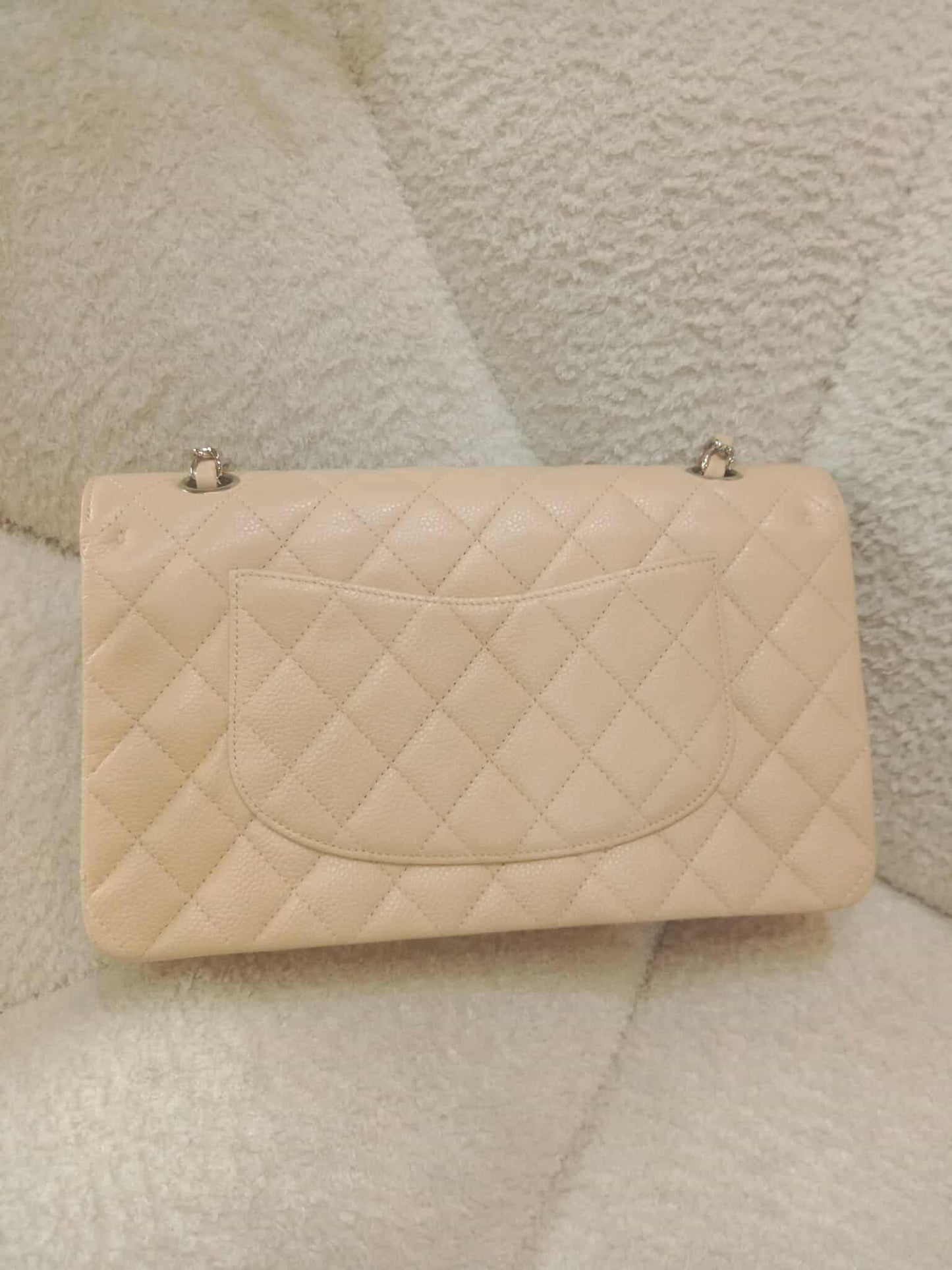 Chanel Classic Double Flap Medium Beige Caviar Series 14