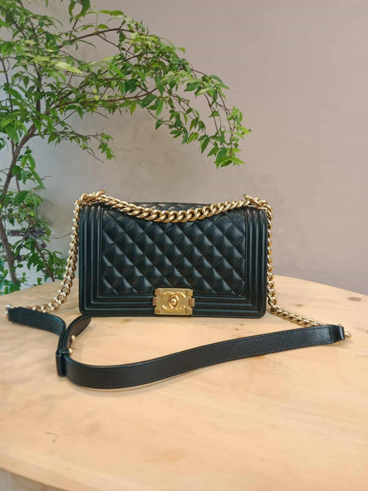Chanel Leboy Old Medium Quilted Caviar Black Series 25