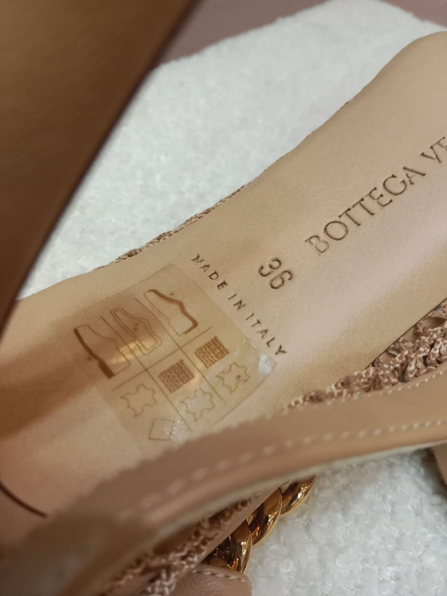 Bottega Veneta Mesh Nappa Chunky Chain Sandals Beige Size 36