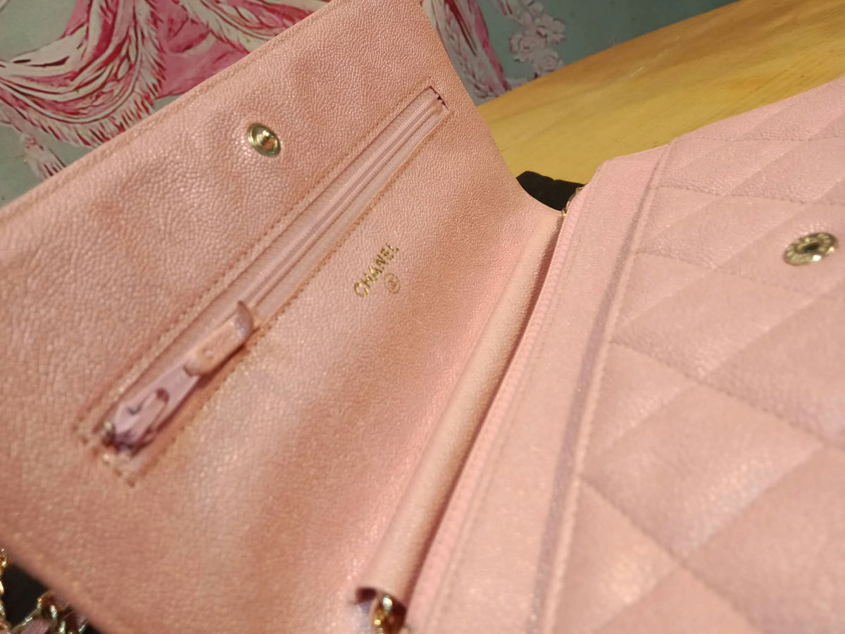 Chanel Classic Wallet on Chain Pink Iridescent Caviar Series 27