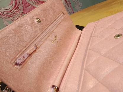 Chanel Classic Wallet on Chain Pink Iridescent Caviar Series 27