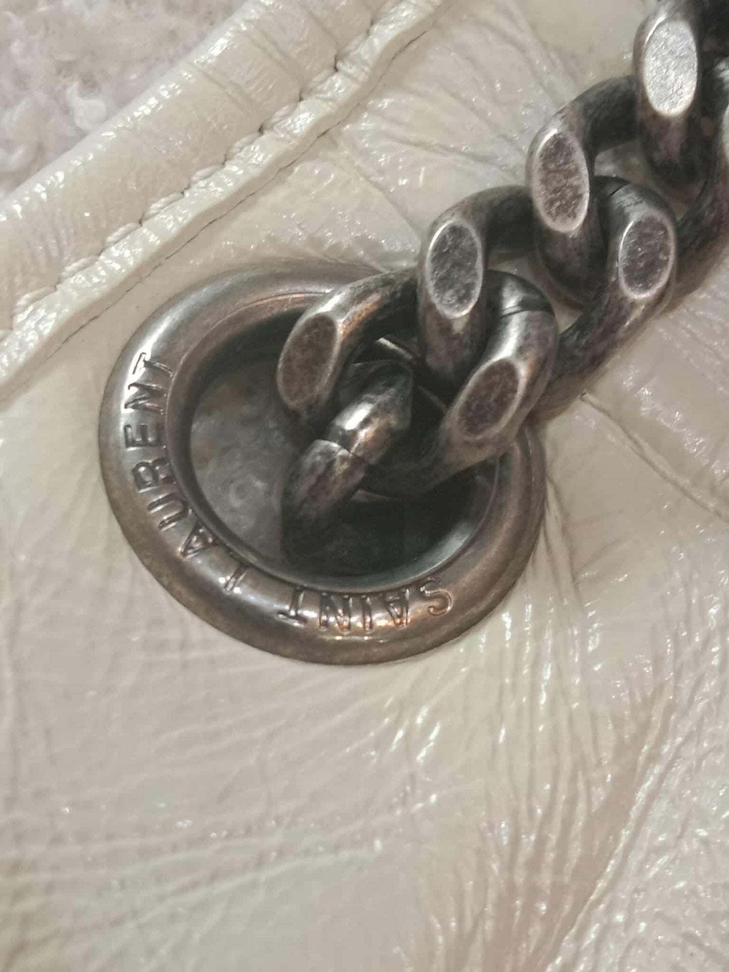 Saint Laurent Niki Medium Shoulder Bag in White Quilted Calfskin