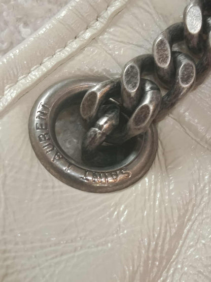 Saint Laurent Niki Medium Shoulder Bag in White Quilted Calfskin