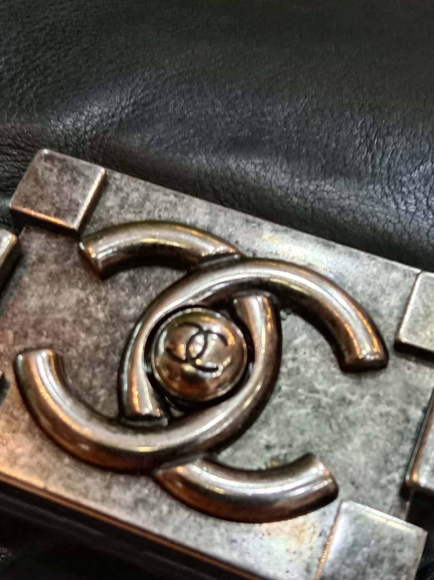 Chanel Boy Reverso Flap Bag Quilted Borders Antique Silver Hardware Series 18