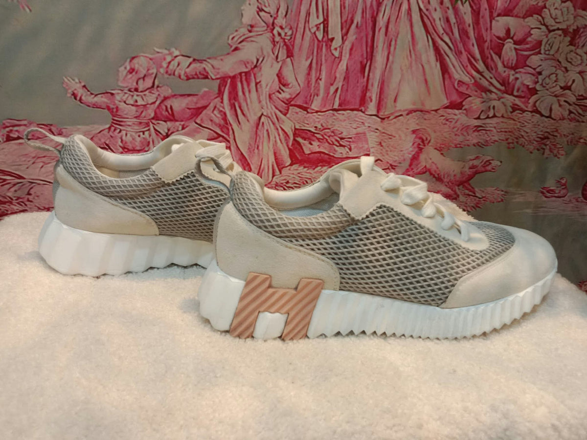 Hermes Bouncing Sneakers Gris Lulea/Blanc Colorway Size 36