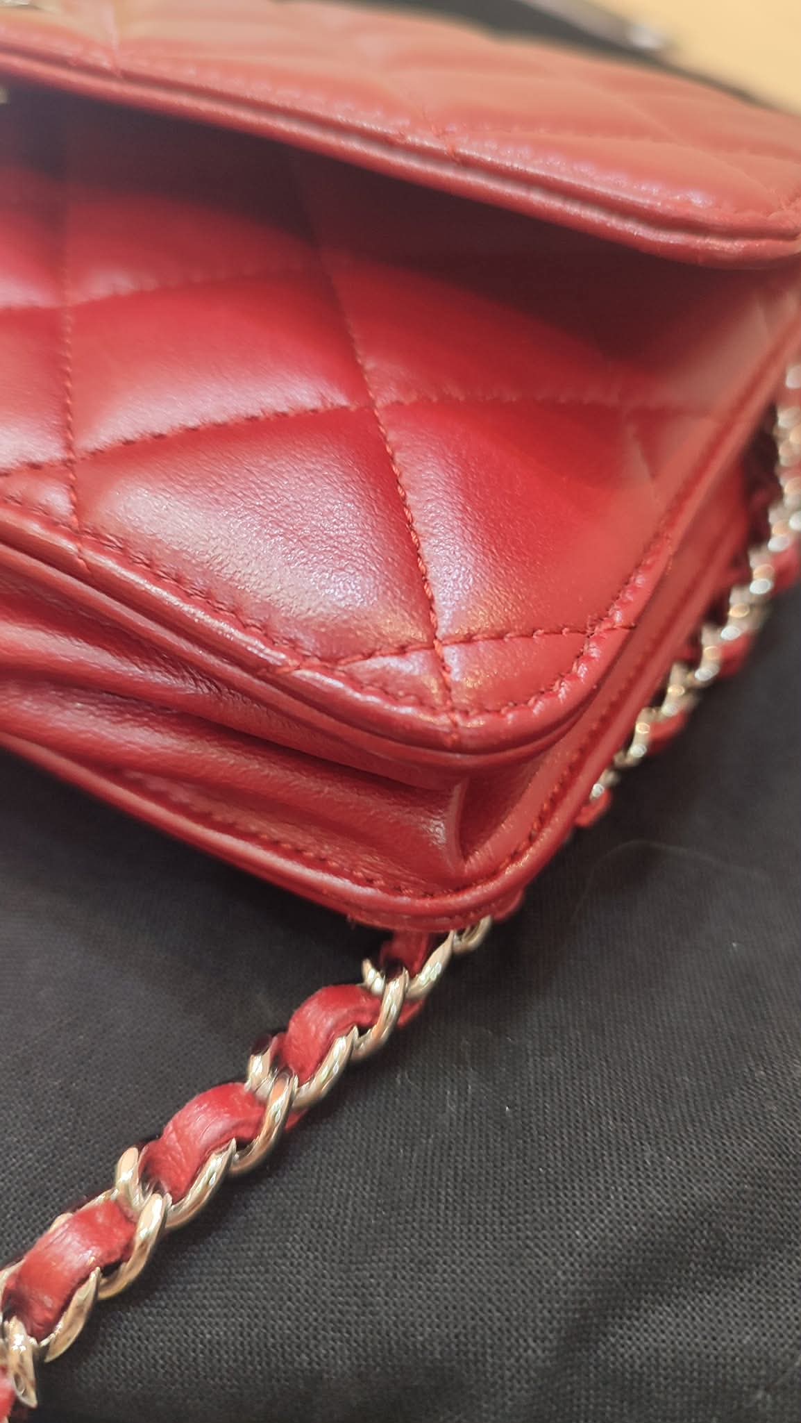 Chanel Wallet on Chain Red Lambskin Series 16