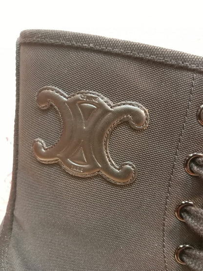 Celine Bulky Laced Up Boots Nylon/Shiny Bull Black Size 37.5