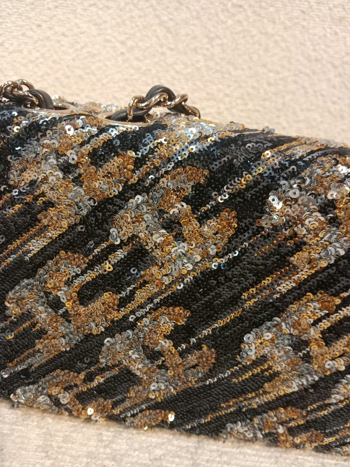 Chanel Mini Rectangular Gold/Black Sequin Limited Edition Microchipped