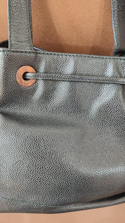 Chanel CC Caviar Drawstring Bucket Bag Black Series 7