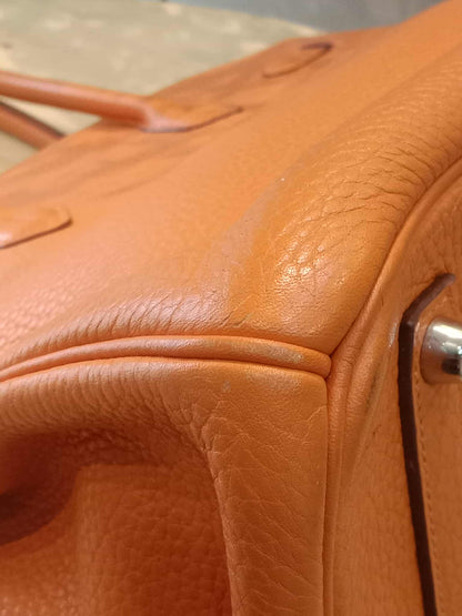 Hermes Birkin 35 Poppy Orange Clemence Stamp L Square 2008