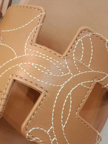 Hermes Oran Panoplie Equestre Embroidered H Gold Size 36.5