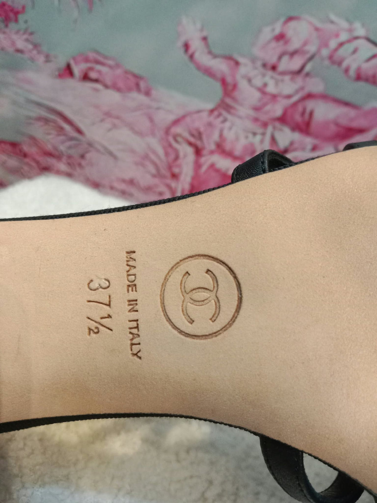 Chanel Ankle-Strap Tiered Bow CC Logo Sandals Black Size 37 1/2