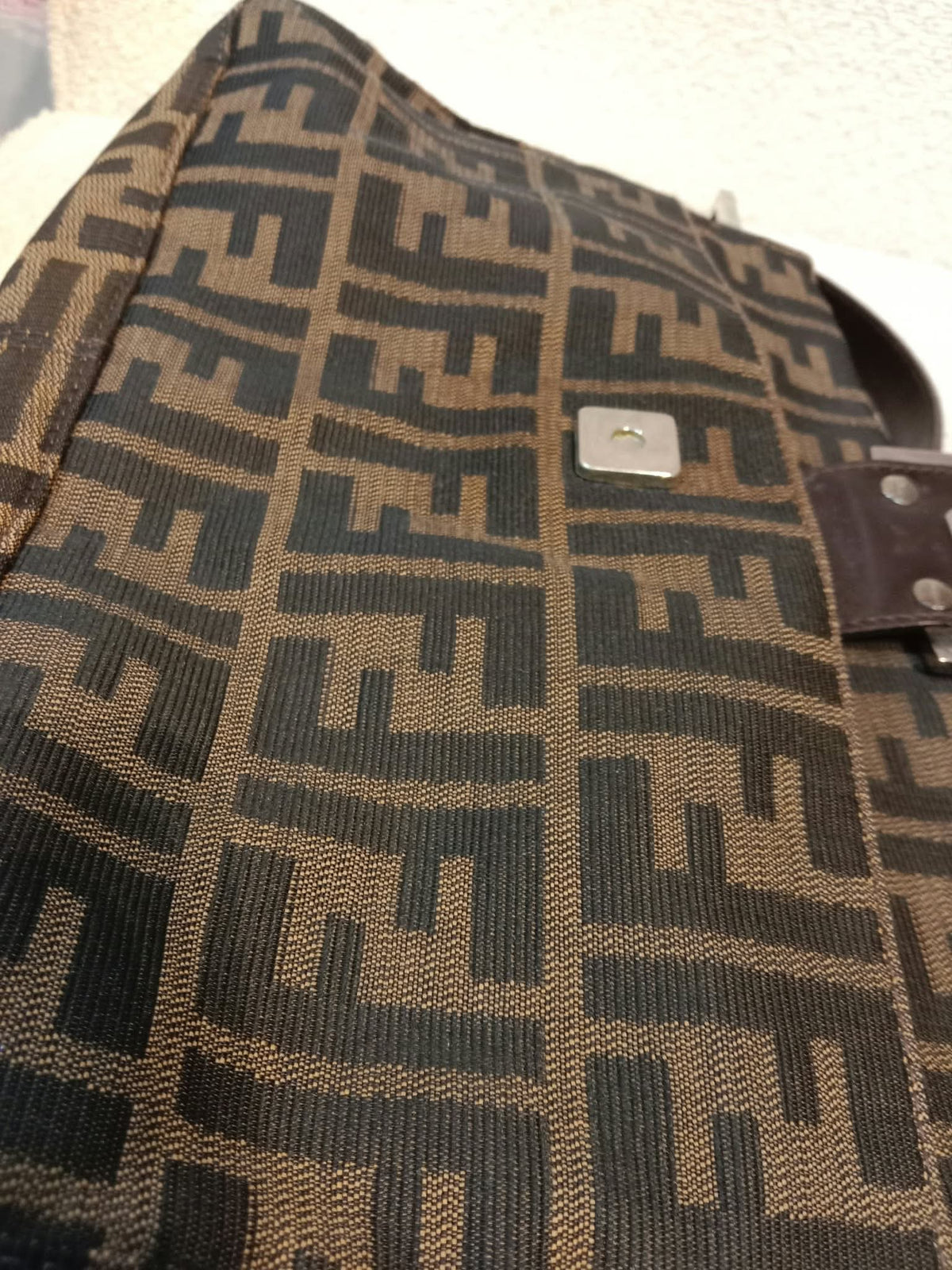 Fendi Zucca Baguette Canvas Shoulder Bag Brown