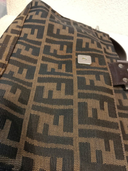 Fendi Zucca Baguette Canvas Shoulder Bag Brown