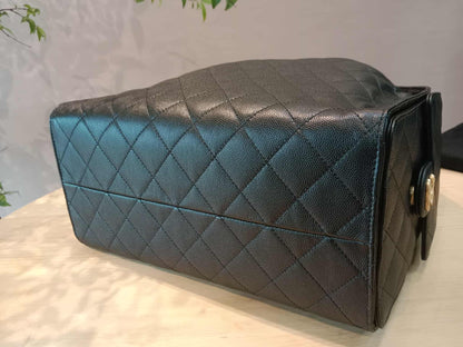 Chanel 25 Black Medium Caviar Microchipped
