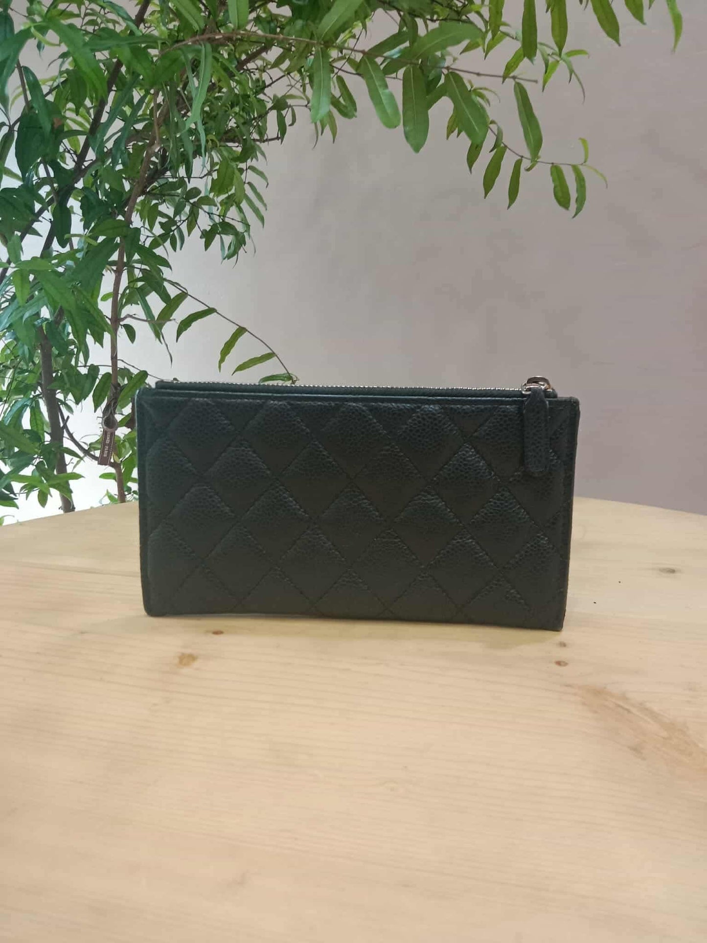 Chanel Black Quilted Caviar Leather Zip Pouch Series 25