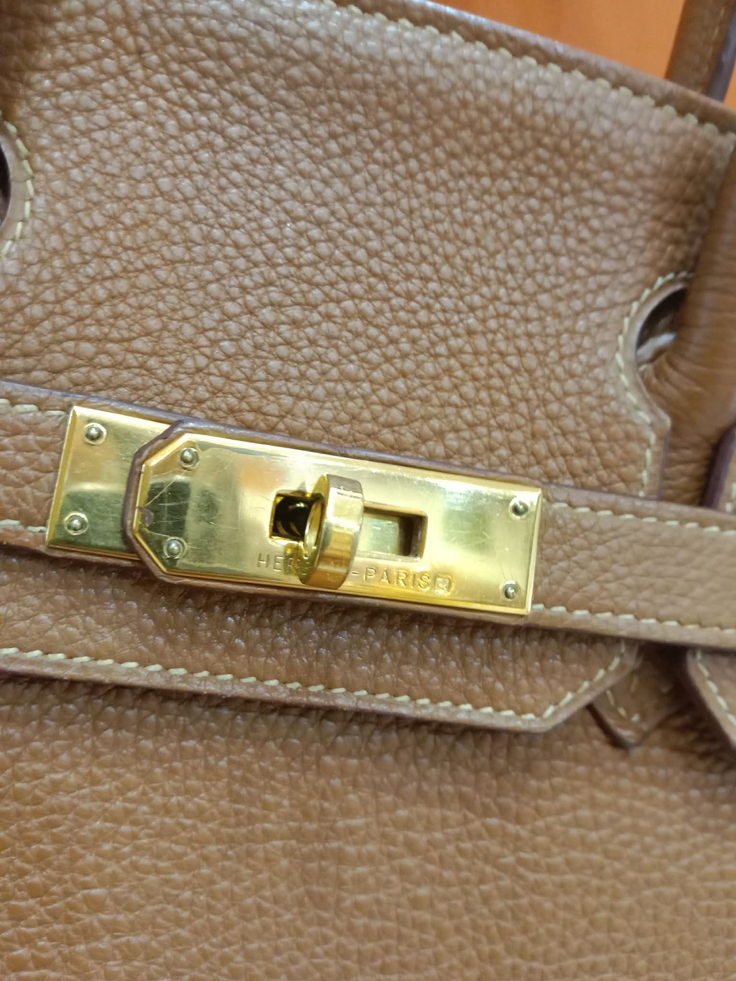 Hermes Birkin 30 Gold on Gold Clemence Stamp E Square 2001