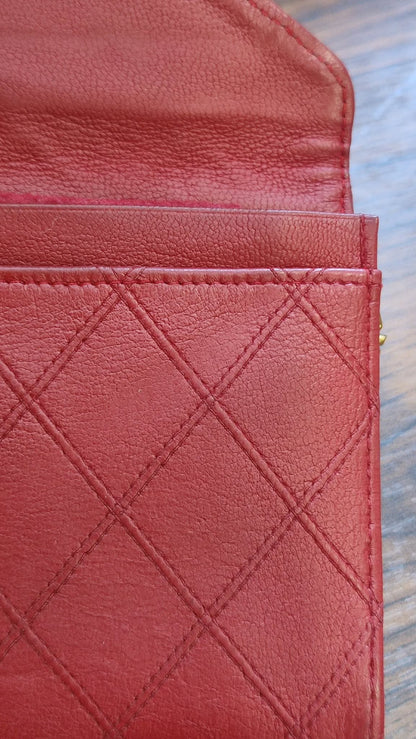 Chanel Vintage Envelope Wallet Red Lambskin Series 3
