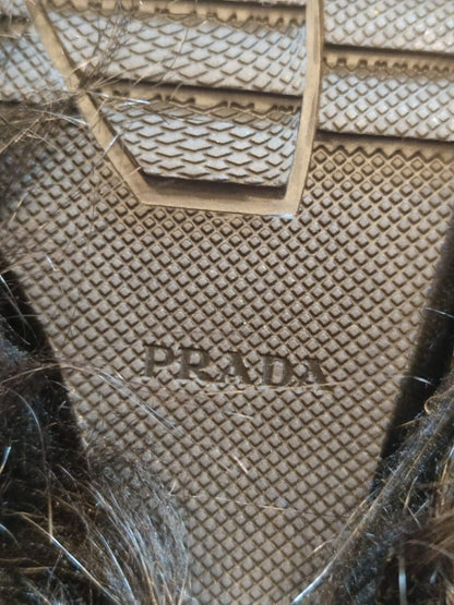 Prada Rossa Fur Black Boots Size 35