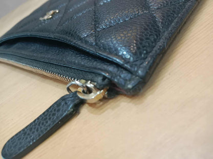 Chanel Black Quilted Caviar Leather Zip Pouch Series 25