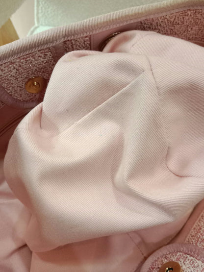 Chanel Deauville Tote Tweed Pink Microchipped