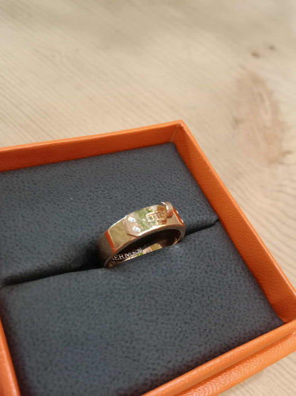 Hermes Kelly Ring in 18K Rose Gold Pave-Set Diamonds on the Clasp Motif