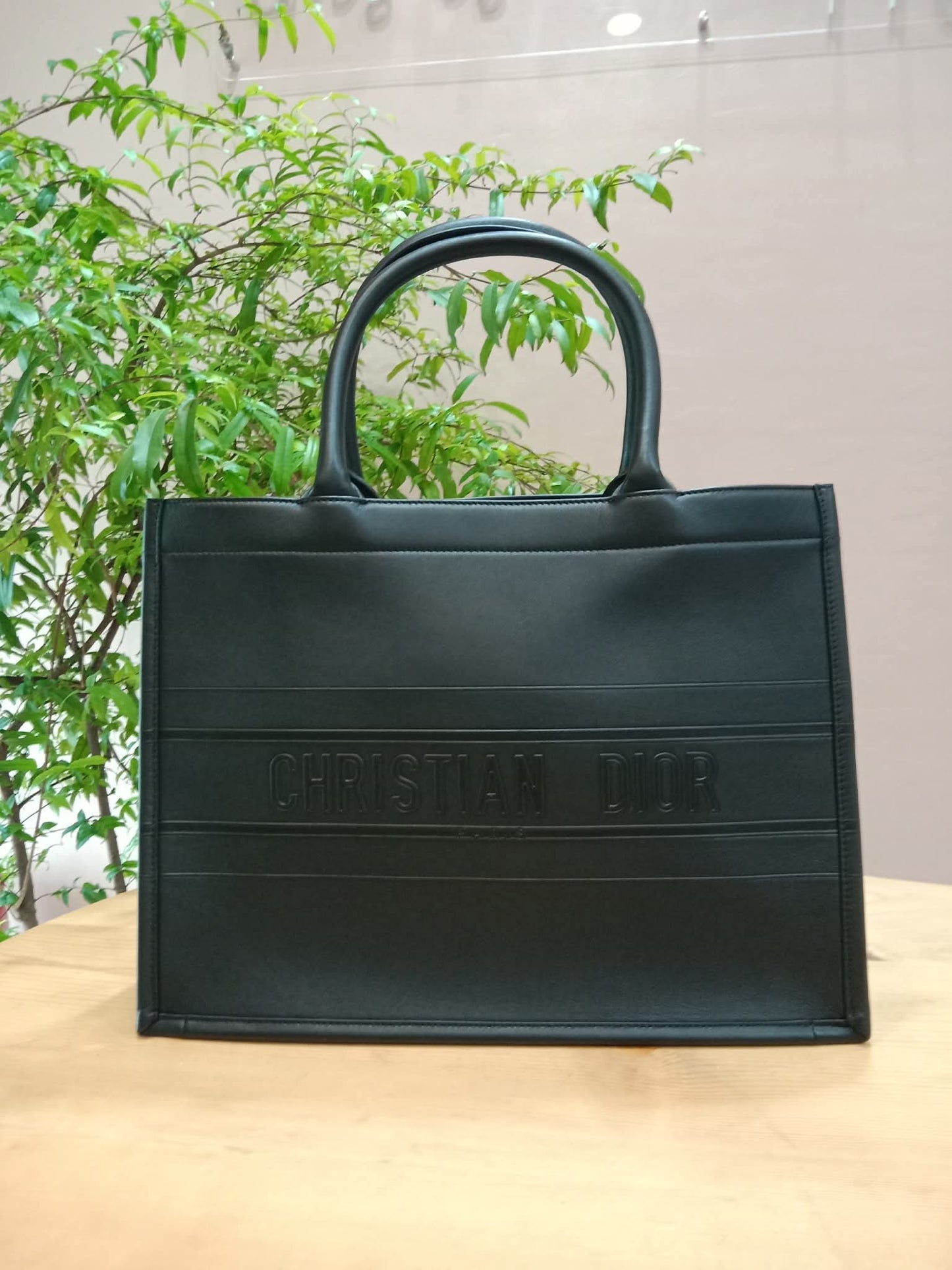 Christian Dior Book Tote Calfskin Medium Black PM