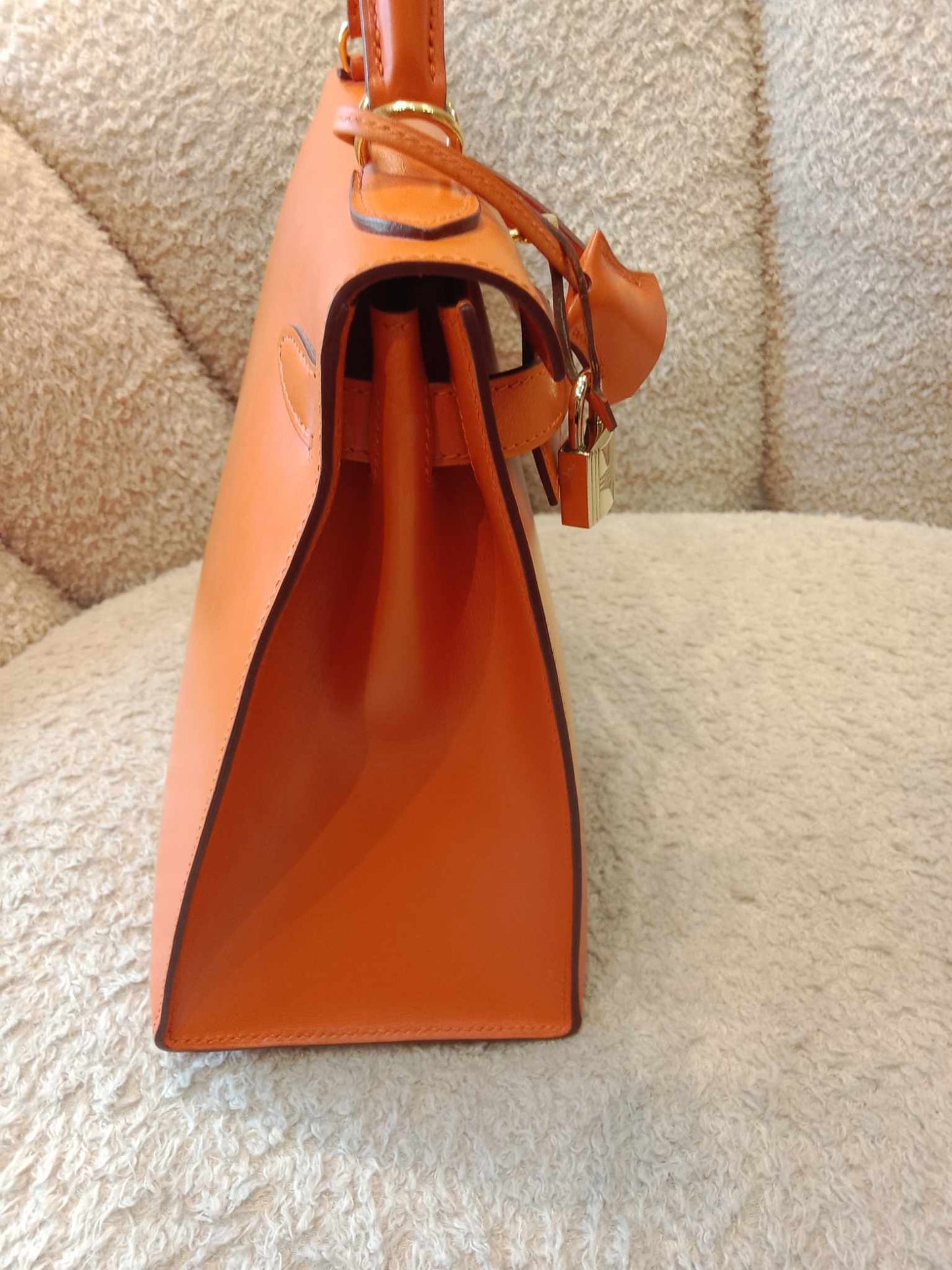 Hermes Kelly 28 Boxcalf Poppy Orange Stamp F Square