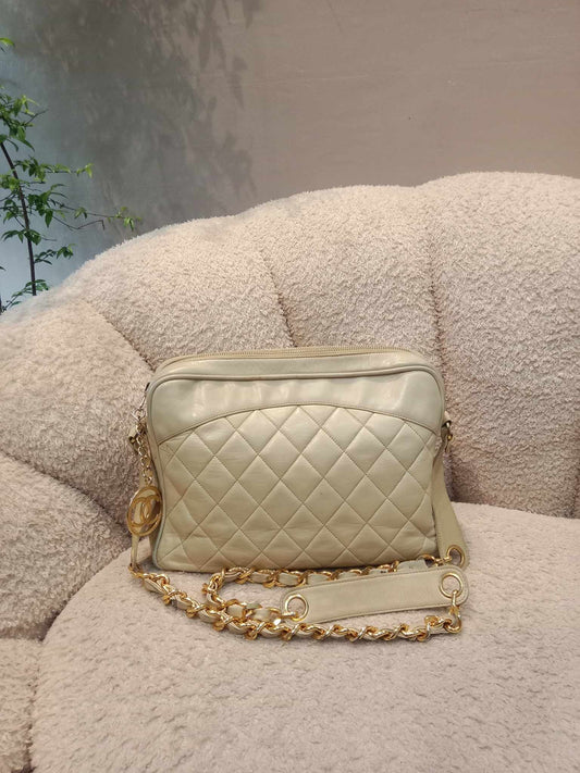 Chanel Matelasse Tassel Chain Beige Lambskin Series 1