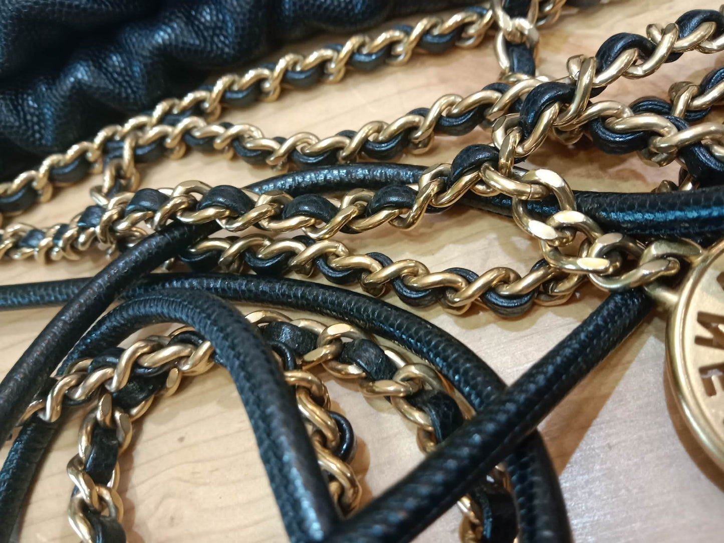 Chanel 22 Shiny Caviar Black Monochrome Mini Microchipped