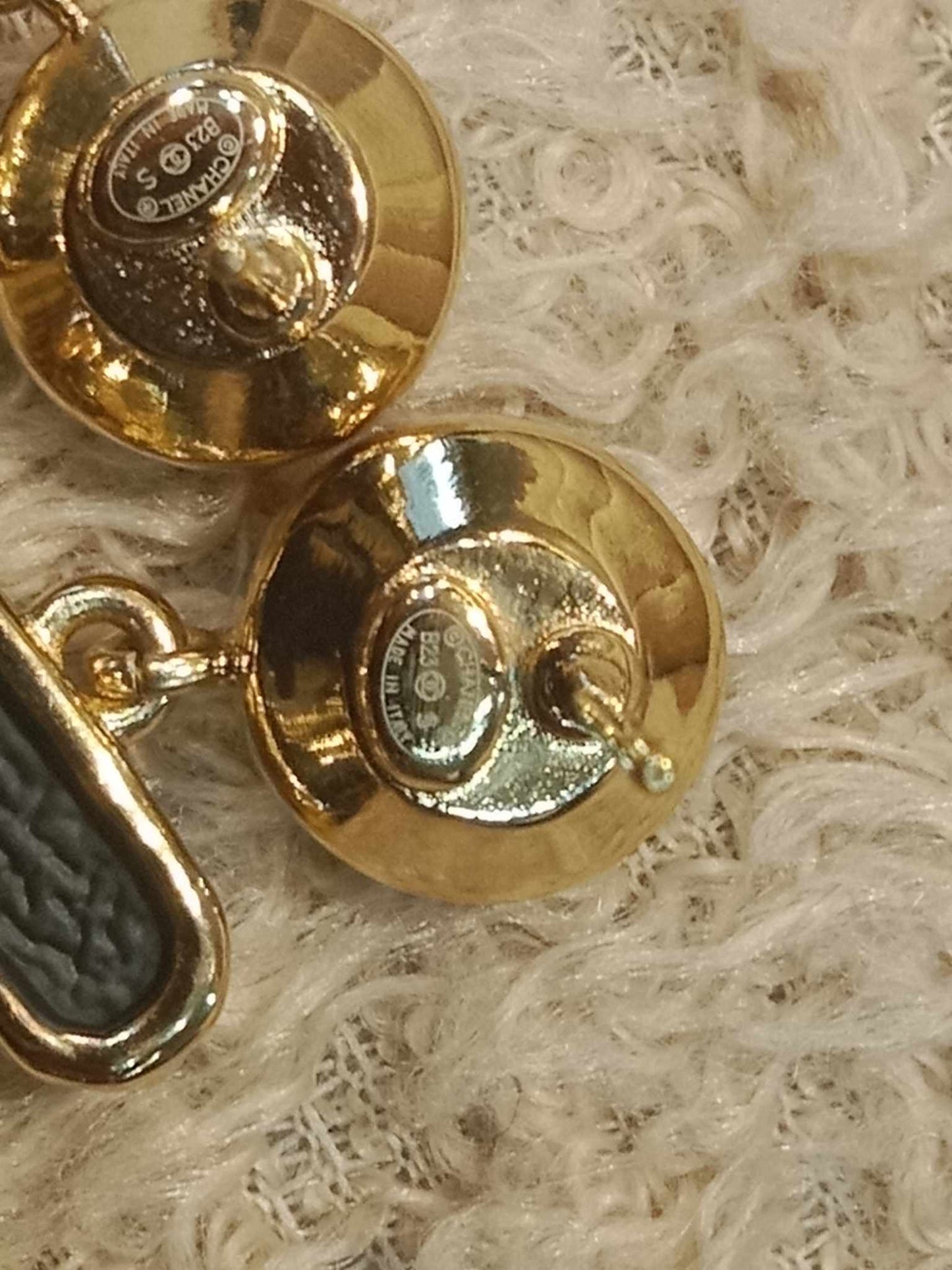 Chanel Black/Gold Perfume Earrings