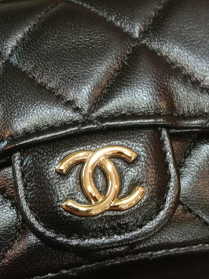 Chanel Bow Chain Belt Bag Black Lambskin Series 31