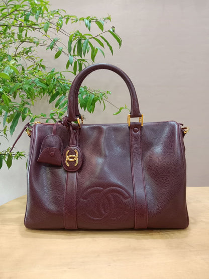 Chanel Boston Bag Burgundy Caviar Series 2