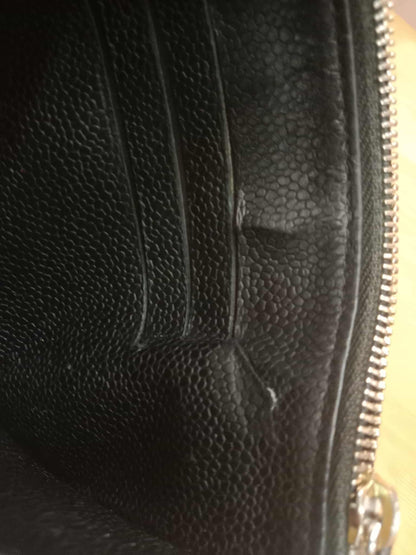 Chanel Black Quilted Caviar Leather Zip Pouch Series 25