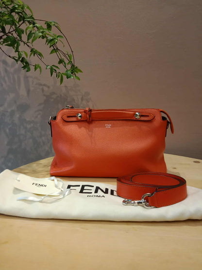 Fendi Papavero Calfskin Leather By-the-Way Mini Red Orange Bag