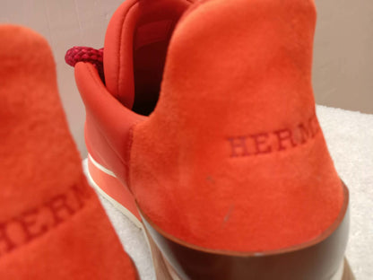 Hermes Miles Neoprene/Suede Sneakers Red Size 38
