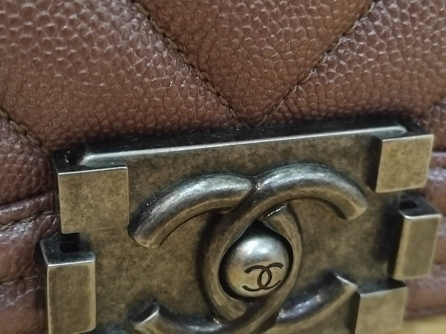 Chanel Le Boy Rose Gold Old Medium Caviar Series 26