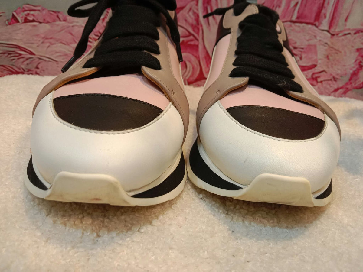 Hermes Rebus Sneakers Rose Aube/Black/White/Taupe Size 37.5