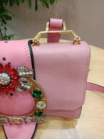 Miu Miu Lady Shoulder Bag Crafted Calfskin Pink