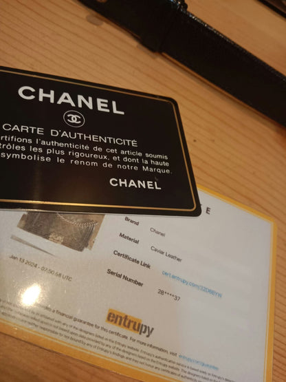 Chanel Boy Flap Black Caviar Old Medium Series 28