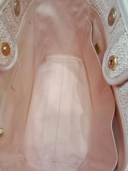 Chanel Deauville Tote Tweed Pink Microchipped